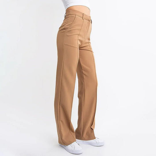 Spijkerbroek Dames van Katoen met Hoge Taille en Rechte Pijpen - Perfect voor Elke Dag - ZovaFashion - Spijkerbroek Dames