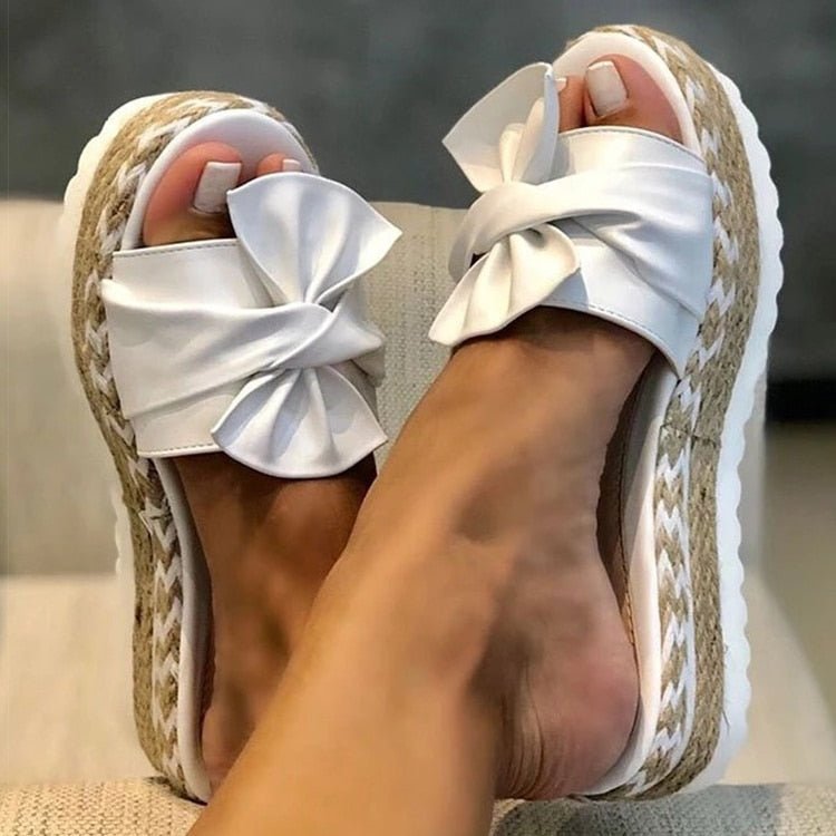 Stijlvolle Leren Sandalen Dames met Trendy Strik en Cushioned Zool - ZovaFashion - Sandalen Dames