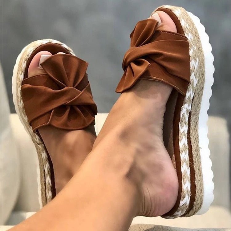 Stijlvolle Leren Sandalen Dames met Trendy Strik en Cushioned Zool - ZovaFashion - Sandalen Dames