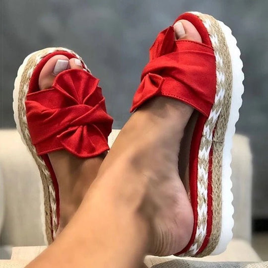 Stijlvolle Leren Sandalen Dames met Trendy Strik en Cushioned Zool - ZovaFashion - Sandalen Dames
