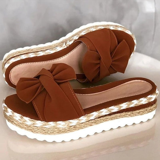 Stijlvolle Leren Sandalen Dames met Trendy Strik en Cushioned Zool - ZovaFashion - Sandalen Dames