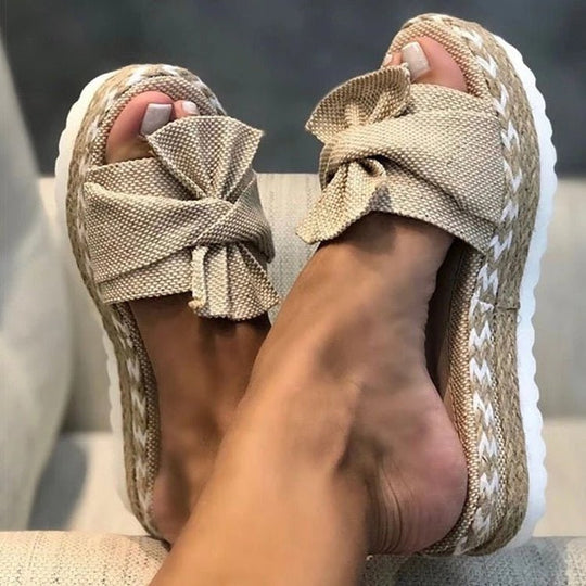 Stijlvolle Leren Sandalen Dames met Trendy Strik en Cushioned Zool - ZovaFashion - Sandalen Dames