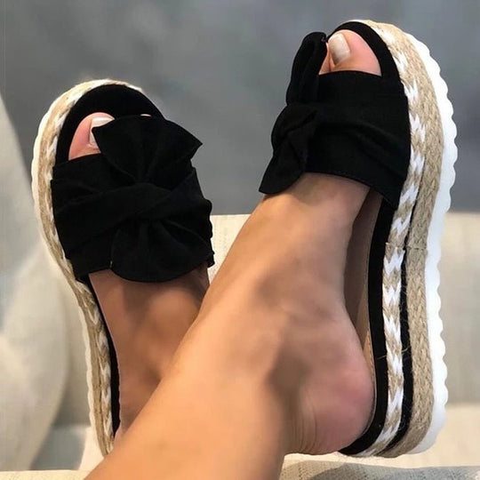 Stijlvolle Leren Sandalen Dames met Trendy Strik en Cushioned Zool - ZovaFashion - Sandalen Dames