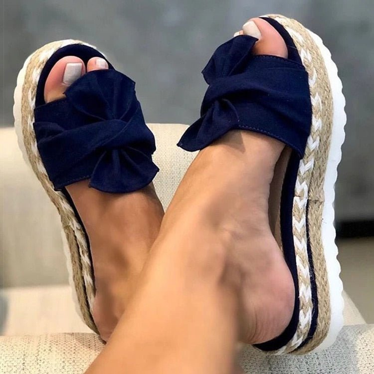 Stijlvolle Leren Sandalen Dames met Trendy Strik en Cushioned Zool - ZovaFashion - Sandalen Dames