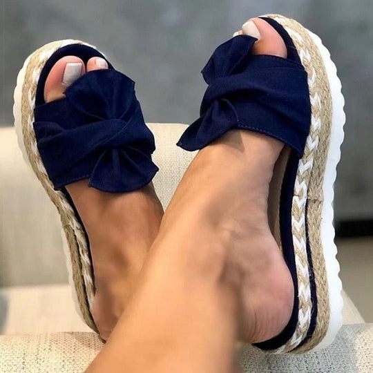 Stijlvolle Leren Sandalen Dames met Trendy Strik en Cushioned Zool - ZovaFashion - Sandalen Dames