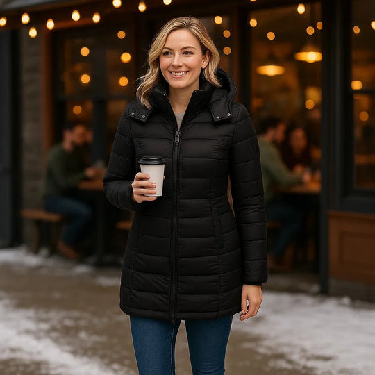 Stilla - modieuze lange jas - zachte voering - met capuchon