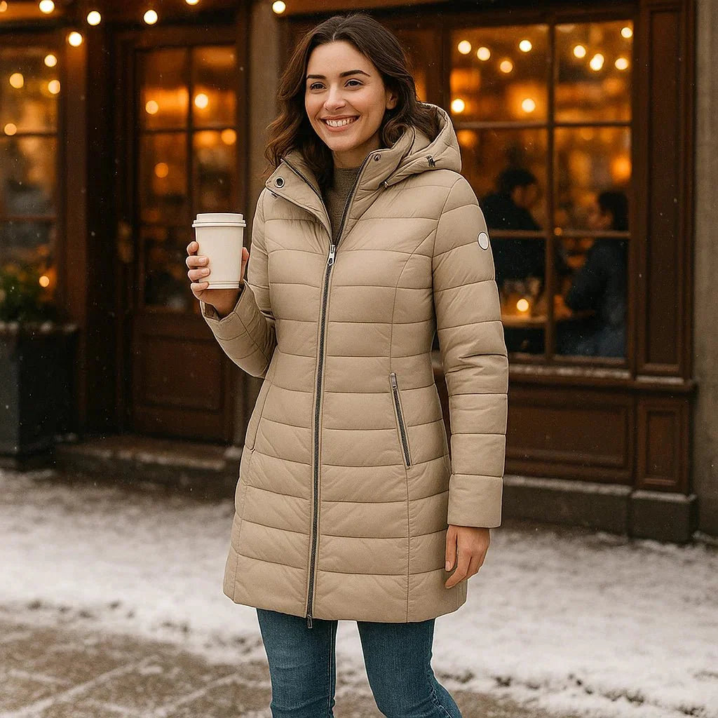 Stilla - modieuze lange jas - zachte voering - met capuchon