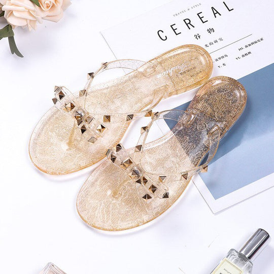 Studded Bowknot Slippers Dames van Leer met Rivets en Relaxed Fit - Zova - Fashion