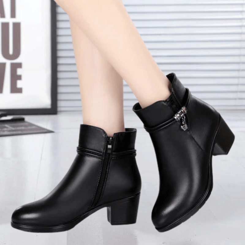 Suède Laarzen Dames met Stabiele Hak en Gemakkelijke Instap - ZovaFashion - Boots