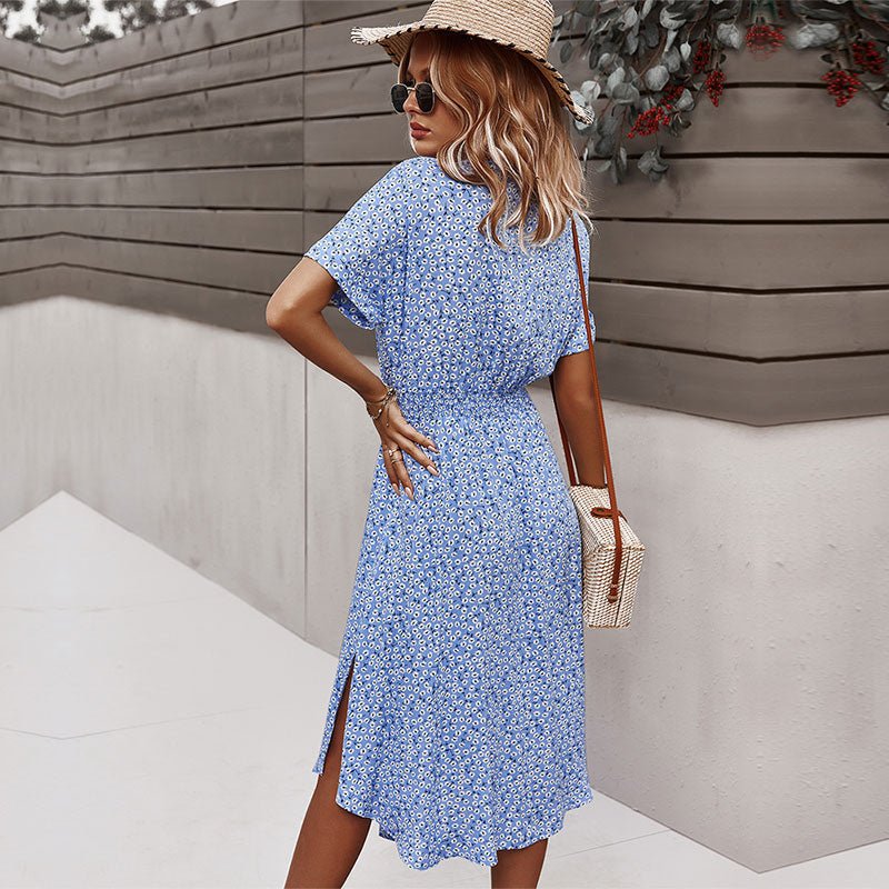 Svea Midi Zomerjurk Dames van Katoen met Knoopsluiting en Geaccentueerde Taille - ZovaFashion - Midi Jurk