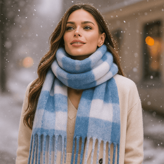 Karminrode Geruite Sjaal – Elegantie, Zachtheid en Warmte