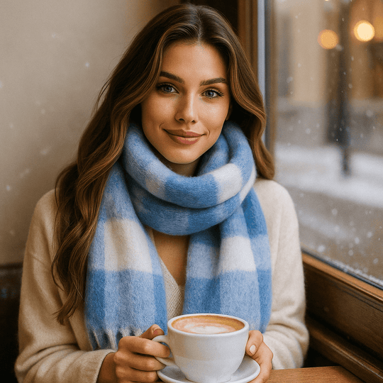 Karminrode Geruite Sjaal – Elegantie, Zachtheid en Warmte