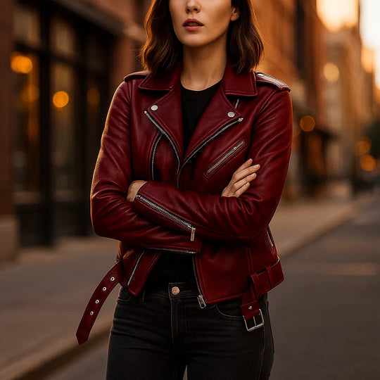 Vintage Dames Leren Jas met Rits