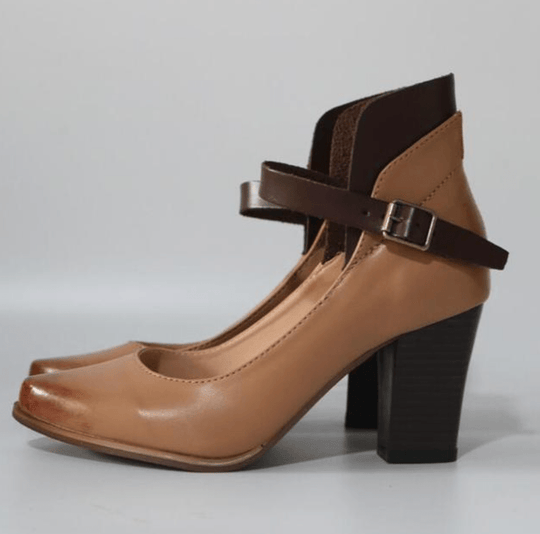Trendy Leren Sandalen Dames met Verstelbare Bandjes en Hak - ZovaFashion - Sandalen Dames