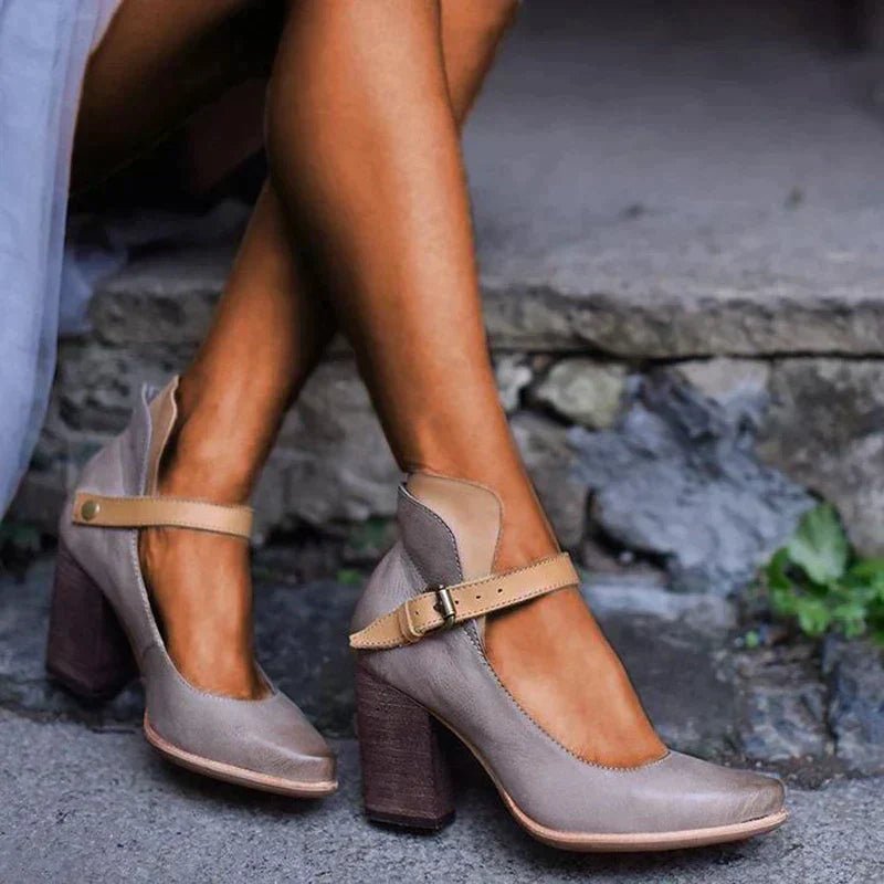 Trendy Leren Sandalen Dames met Verstelbare Bandjes en Hak - ZovaFashion - Sandalen Dames