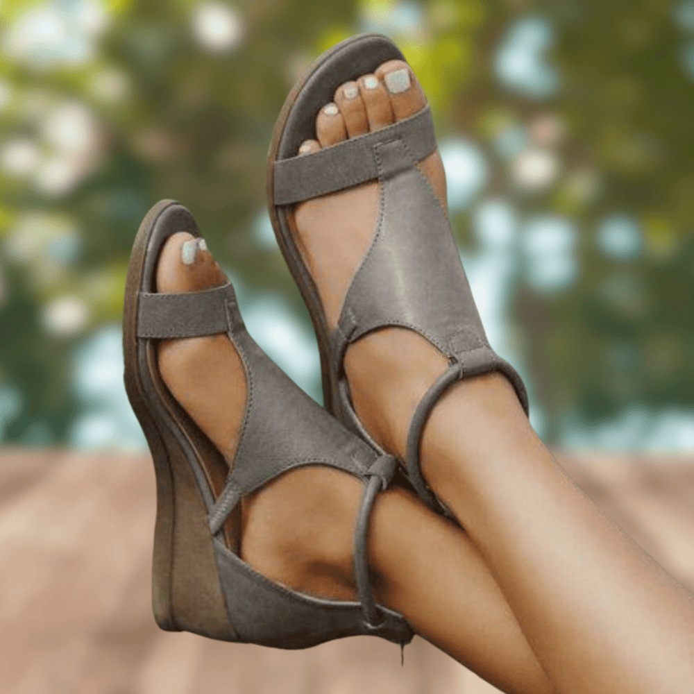 Vintage Orthopedische Sandalen Dames van Kunstleer met Wedge Hakken - Zova - Fashion