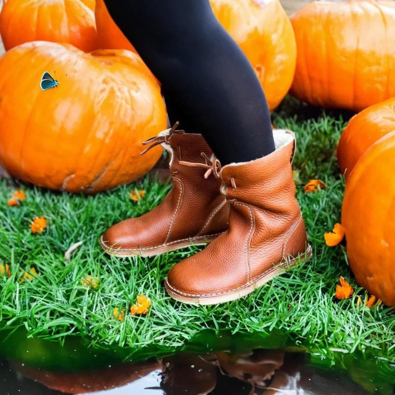 Waterdichte Leren Laarzen Dames met Stevige Zool en Premium Wolvoering - ZovaFashion - Schoenen Dames