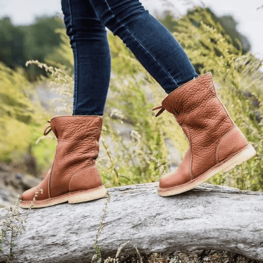 Waterdichte Leren Laarzen Dames met Stevige Zool en Premium Wolvoering - ZovaFashion - Schoenen Dames