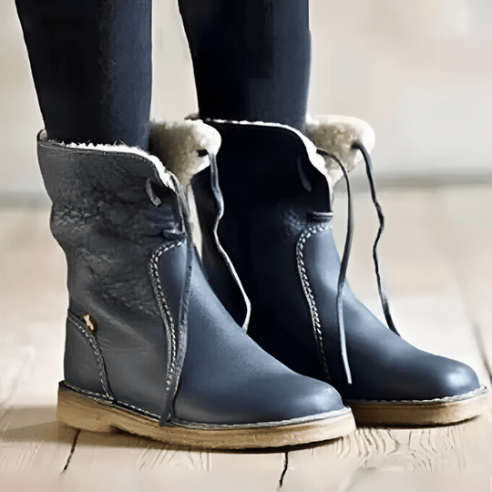 Waterdichte Leren Laarzen Dames met Stevige Zool en Premium Wolvoering - ZovaFashion - Schoenen Dames