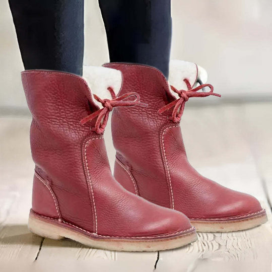 Waterdichte Leren Laarzen Dames met Stevige Zool en Premium Wolvoering - ZovaFashion - Schoenen Dames