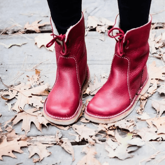 Waterdichte Leren Laarzen Dames met Stevige Zool en Premium Wolvoering - ZovaFashion - Schoenen Dames