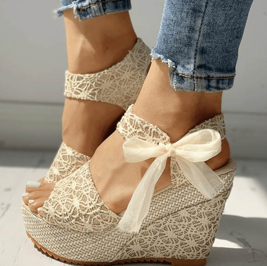 Wedge Heel Sandalen Dames van Synthetisch Leer met Slip - On Design - ZovaFashion - Sandalen Dames