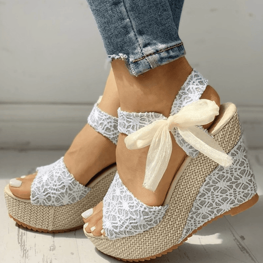 Wedge Heel Sandalen Dames van Synthetisch Leer met Slip - On Design - ZovaFashion - Sandalen Dames