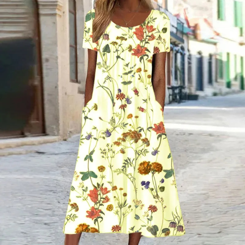 Florella | Dames zomerjurk met korte mouw en bloemenprint