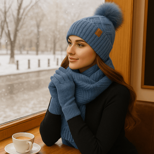 Set muts, sjaal, dameshandschoenen voor de winter