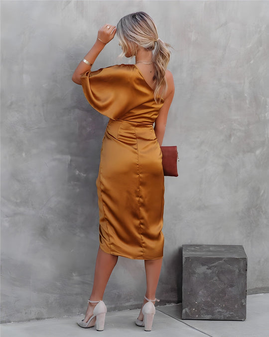 Zijdezachte Midi Zomerjurk Dames met Verfijnde V - Hals - Zova - Fashion