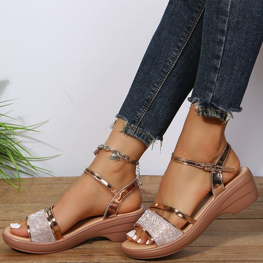 Zilveren Sandalen Dames met Platformzool en Duurzaam Materiaal - ZovaFashion - Sandalen Dames