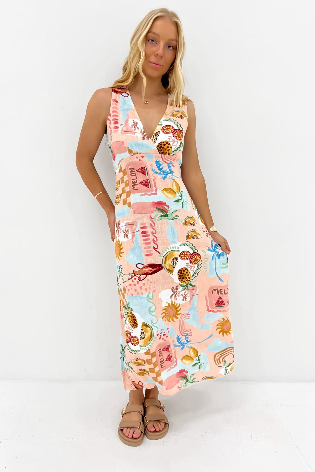 Zomerjurk Dames in Viscose - Linnen Mix met V - Hals en Midi Lengte - Zova - Fashion