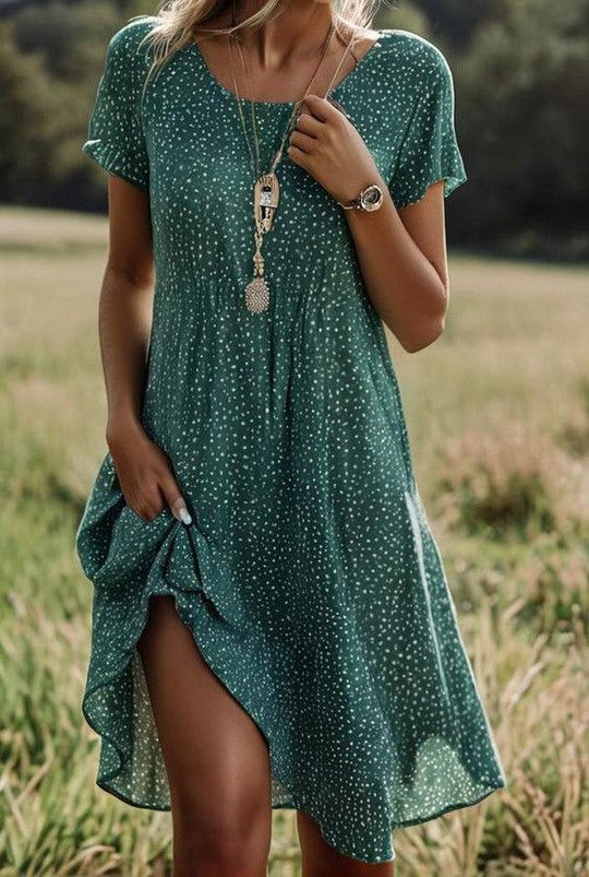 Zomerjurk Dames - Katoenen Mini Jurk met Korte Mouwen en Polka Dots - Zova - Fashion