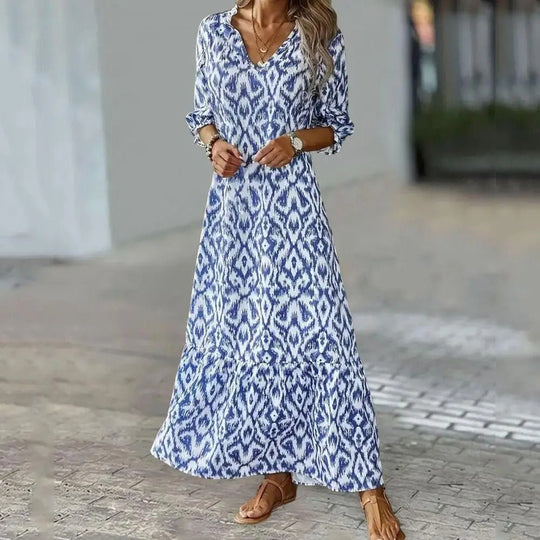 Zomerjurk met V - Hals voor Dames - ZovaFashion - Maxi Jurk