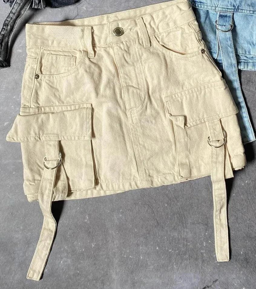 Zomerrok Dames - Denim Minirok met A - Lijn en Multi - Zakken Design - Zova - Fashion