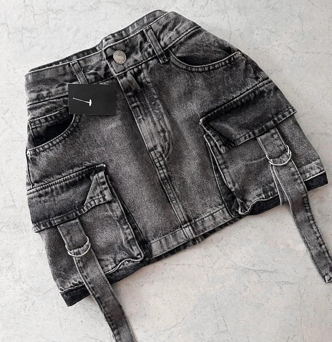 Zomerrok Dames - Denim Minirok met A - Lijn en Multi - Zakken Design - Zova - Fashion