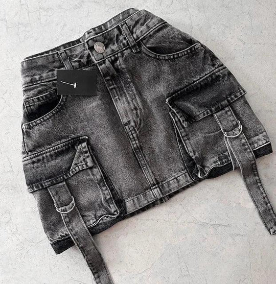 Zomerrok Dames - Denim Minirok met A - Lijn en Multi - Zakken Design - Zova - Fashion