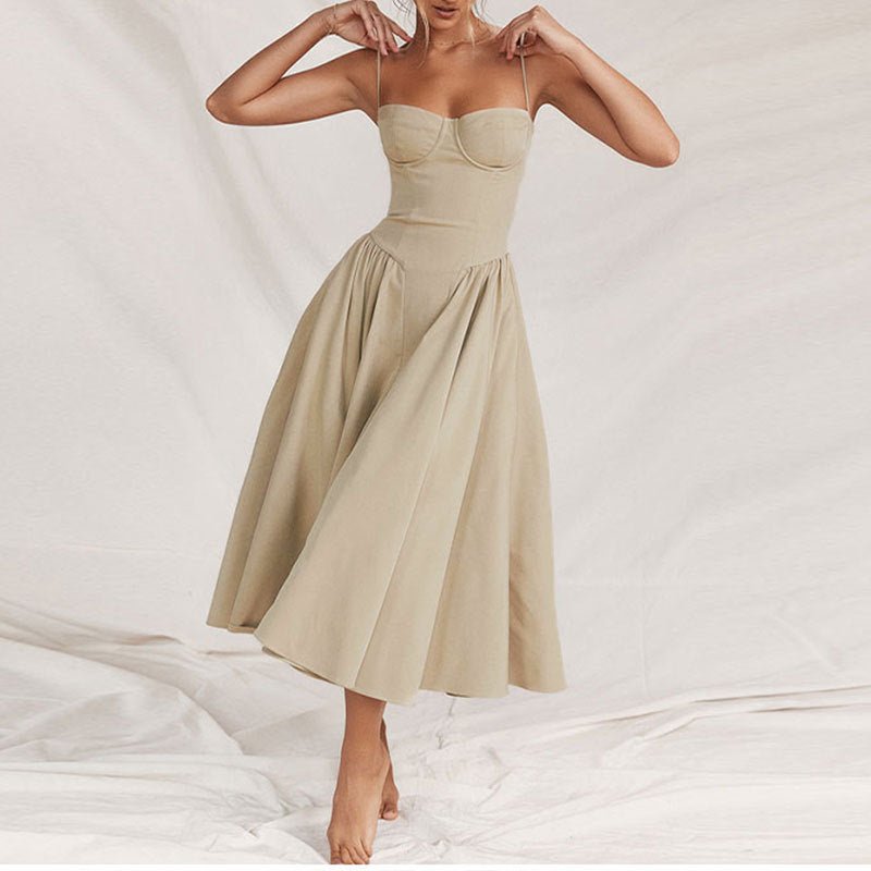 Zomerse Midi Zomerjurk met Sweetheart Halslijn en Spaghetti Bandjes - Zova - Fashion - Midi Jurk